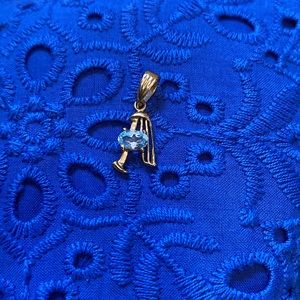 Gold and Aquamarine Pendant!  NEW!  Letter A.